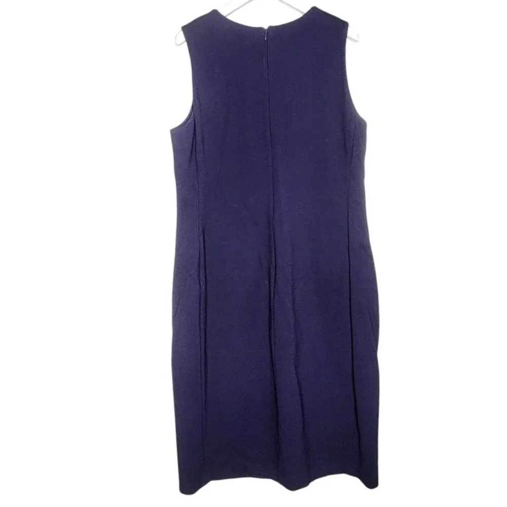 Talbots Navy Blue Sleeveless Dress Sleeveless Sheath Pockets Round Neck 10 - Picture 3 of 8
